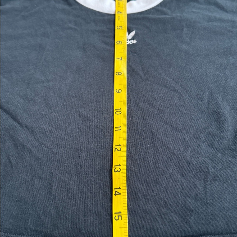 Adidas Black and White Crew Neck Crop Tee - Picture 5 of 8